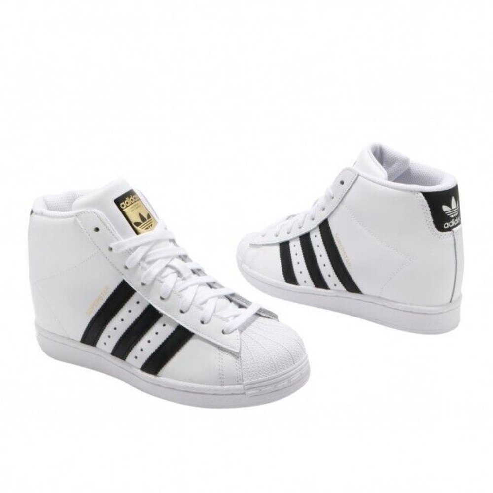 ADIDAS SUPERSTAR UP WEDGE FW0118 WOMEN'S SHOES White-Core Black SIZE 6